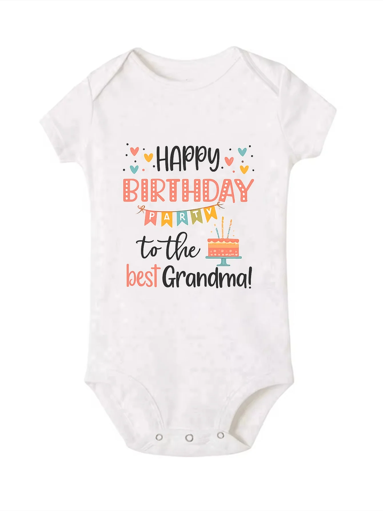 Happy Birthday to the Best Grandmother Pattern Newborn Jumpsuit Birthday Party Set Body Summer Short Sleeved Jumpsuit