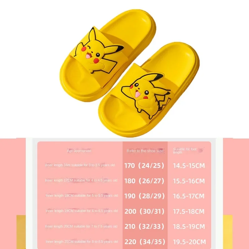 New Pokemon Baby Kawaii Soft Slippers Boys and Girls Indoor Home Sandals Pikachu Bathroom Non-Slip Cartoon Slippers Kids Gift