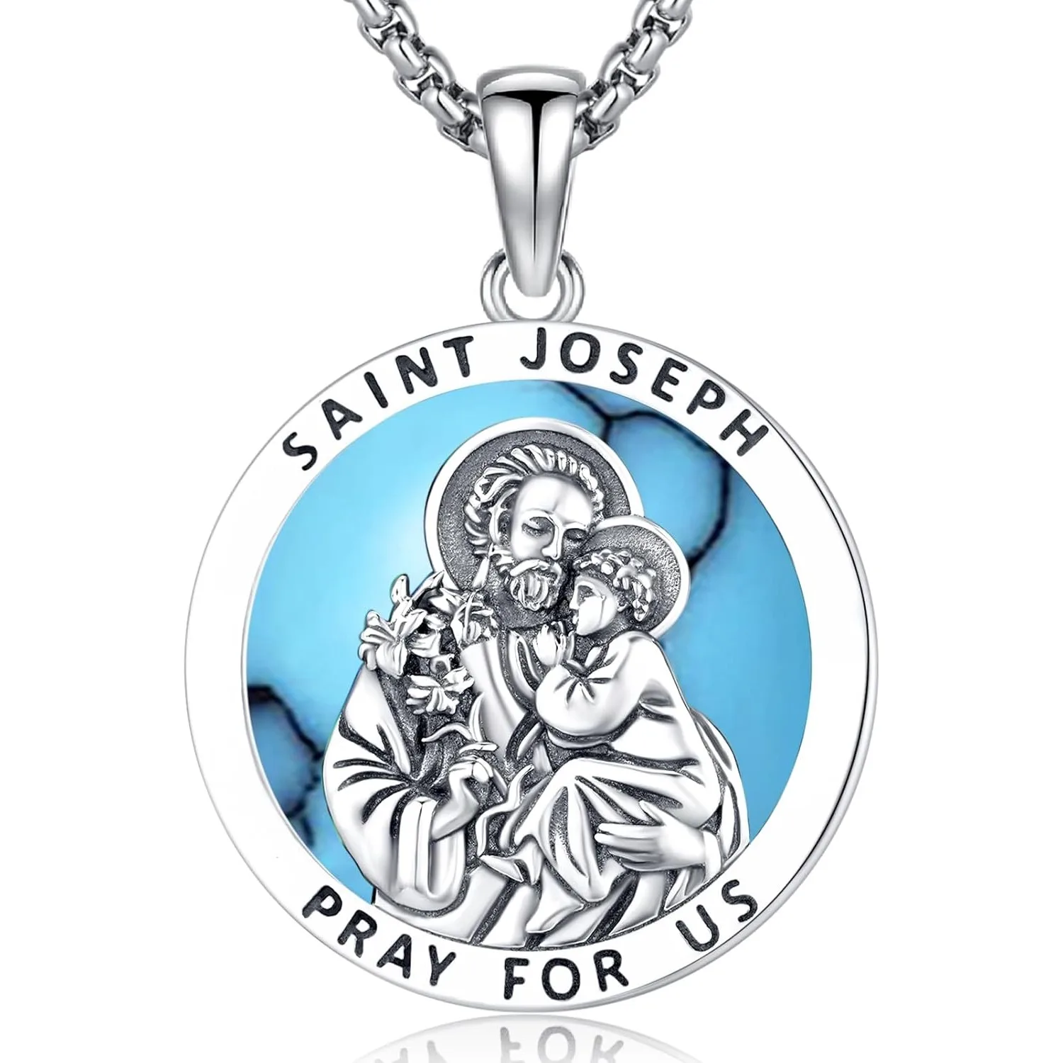 

Ожерелье Saint Joseph из стерлингового серебра 925 пробы, медаль Святого Джозефа, кулон, ожерелье, защитный амулет, ювелирные изделия, подарки для мужчин и женщин