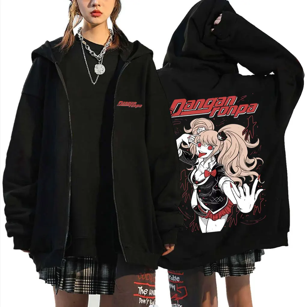 

Anime Danganronpa Enoshima Junko Merch Zipper Hoodie Men Women Fleece Cotton Zip Up Sweatshirt Male Manga Cosplay Zip Up Jacket