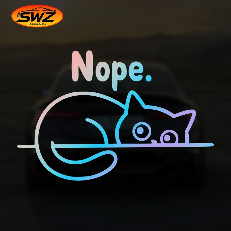 

Minimalist Peeking Cat Car Sticker "Nope." Funny Hiding Kitty Vinyl Decal Introvert Meme Bumper Rear Window Laptop