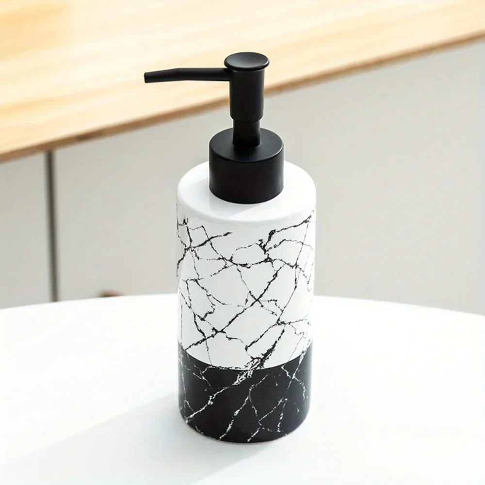 1pc ceramic 300ml hand sanitizer bottle black and white sub-bottle Nordic golden marble bathroom shampoo and shower gel bottle