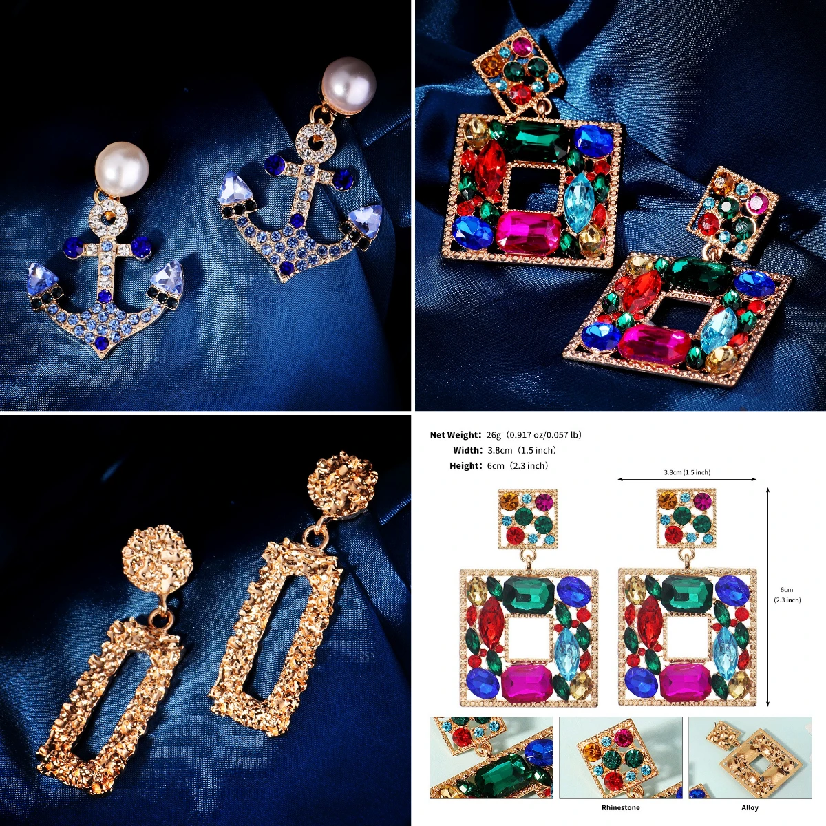 

Luxury Zirconia Multicolor Diamond Bridal Earrings Fashion Crystal Handmade Earrings For Women Birthday Wedding Anniversary Gift