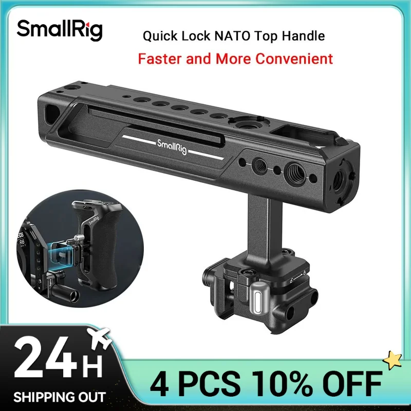 SmallRig Quick Lock NATO Top Camera Handle Back/Forward Adjustable Handle Built-in Cold Shoe Mount, 1/4\'\'-20 Thread Hole 4175