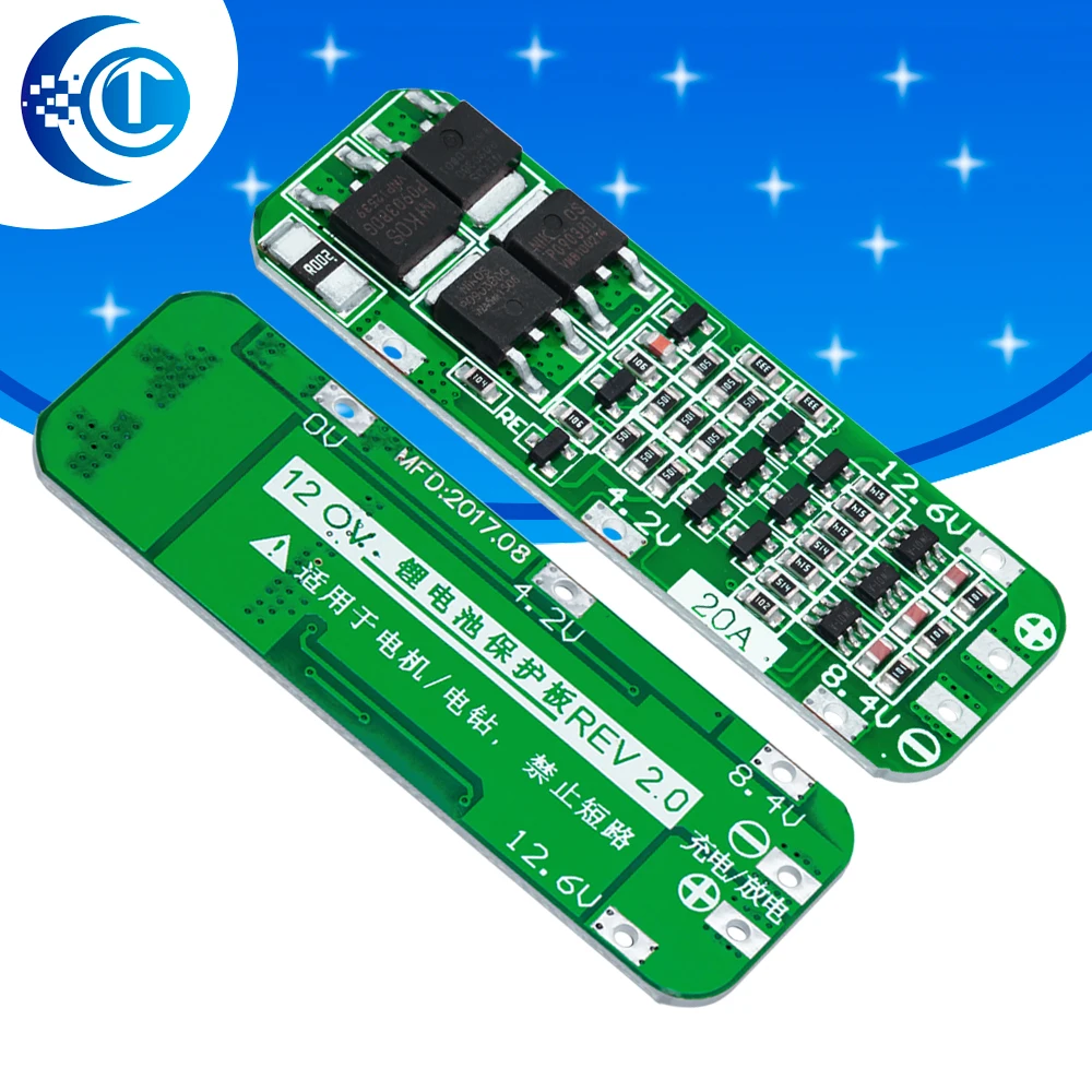 BS 3S 20A Li-ion Lithium Battery 18650 Charger PCB BMS Protection Board For Drill Motor 12.6V Lipo Cell Module 64x20x3.4mm