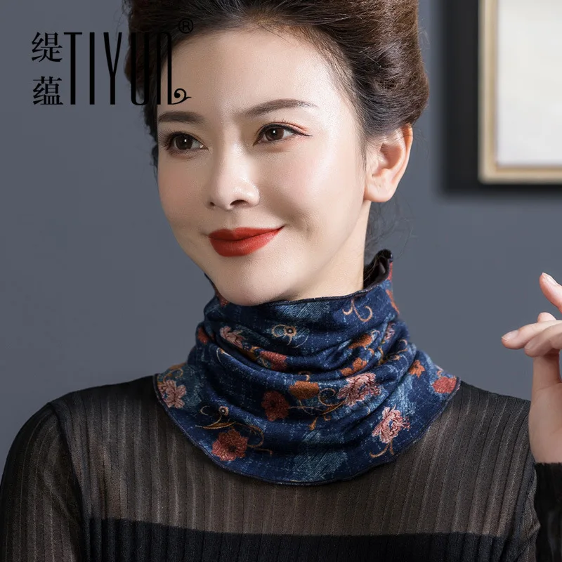 

Scarf Women's Autumn and Winter Knitted Wool Scarf Neck Cover Korean Style Pullover Print Versatile Warm Fake Collar ScarfWinter