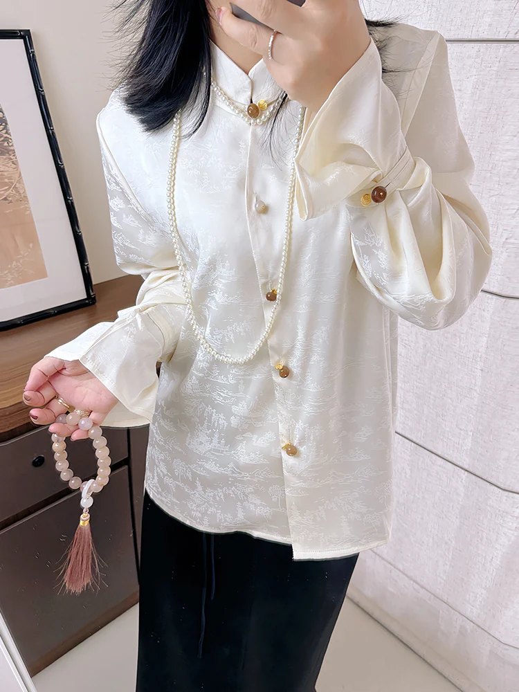 

Новый весенний женский кардиган в китайском стиле с вышивкой, воротником-стойкой и элементами дзен-дизайна, модный и трендовый