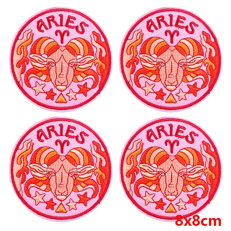 5PCS Twelve Constellation Patch Iron On Embroidery Patches For Clothing Embroidered Iron On Patches Butterfly Leo Scorpio Patch