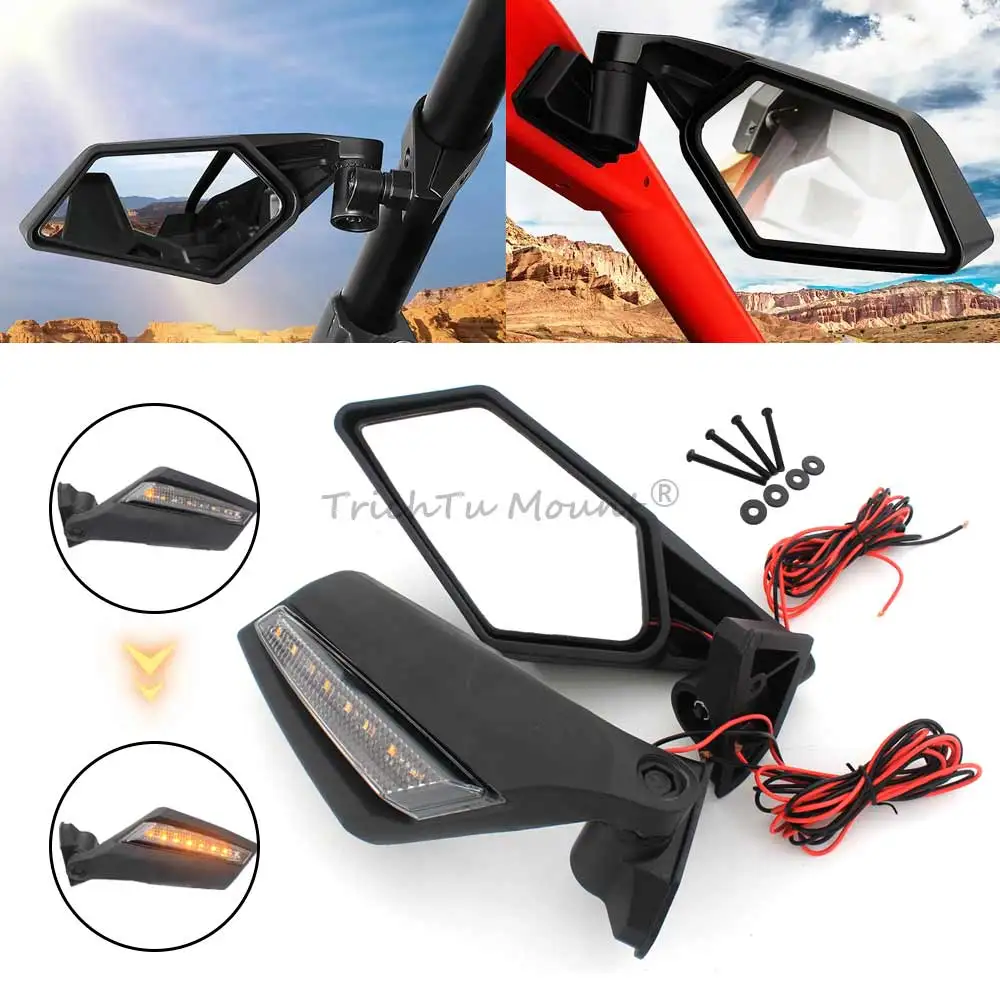 

UTV Accessories Adjustable Rearview Mirror w/ LED Turning Light Compatible with Can-Am Maverick X3 Max XDS 4x4 Turbo R 2017-2024