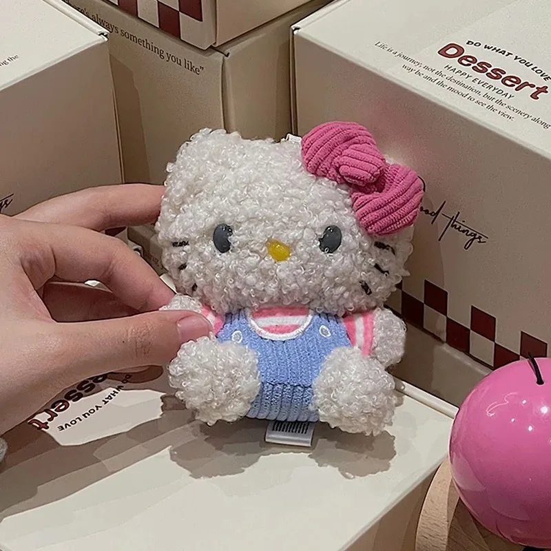 Saniro Hello Kitty peluche ripiene ciondolo cartone animato Kt gatto capelli ricci peluche bambola zainetto zaino portachiavi con ciondolo regali per ragazze