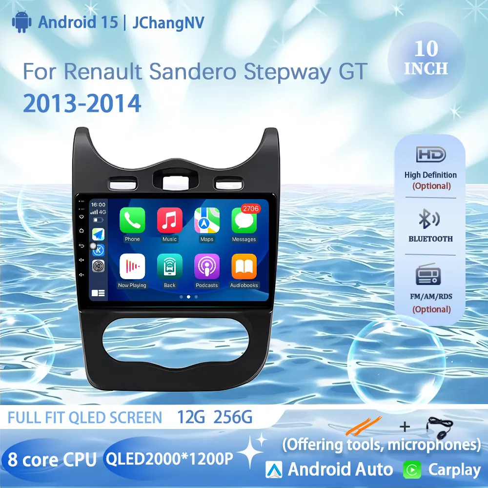 لرينو سانديرو ستيبواي GT 2013-2014 Carplay السيارات أندرويد 15 راديو السيارة لتحديد المواقع الوسائط المتعددة مشغل فيديو استقبال ستيريو الصوت #1