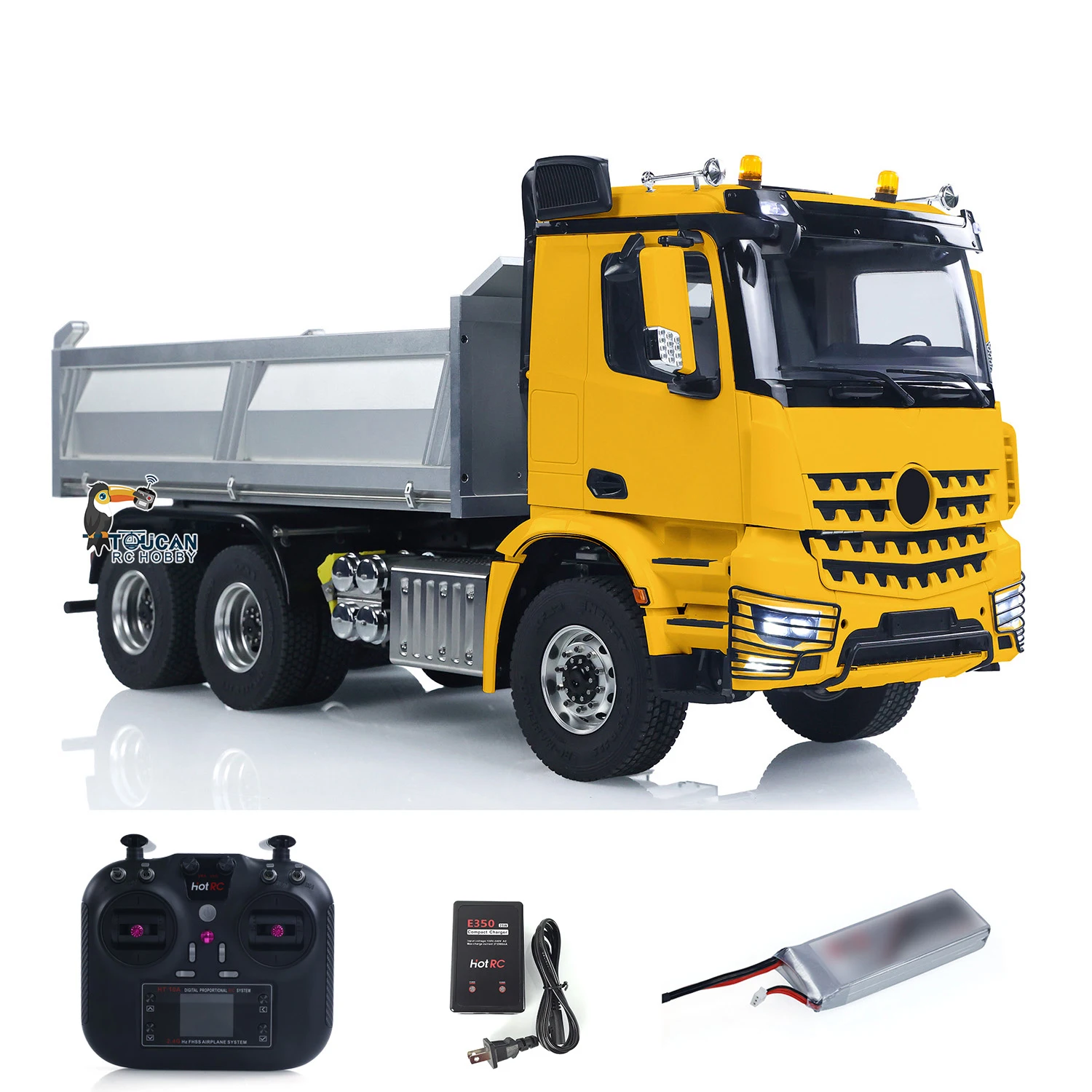 New 1/14 3348 6x6 RTR Metal Chassis Hydraulic RC Dumper Truck Sound Light DIY Cabin Remote Control Car Model Vehicle Toy for Boy