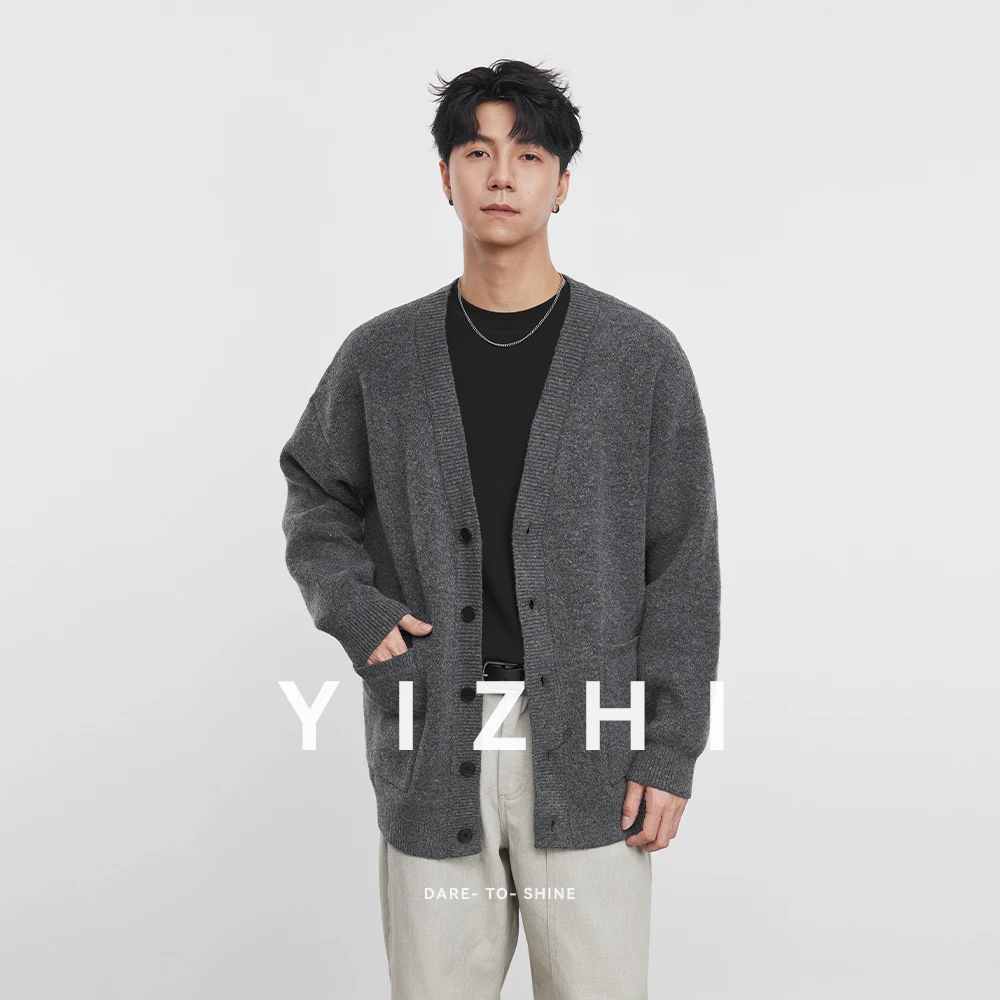

Fashion Men's Style Knitted Cardigan Sweater Jacket 2025 Spring Autumn New Solid Color Retro Loose All-match Tops Men's Jacket