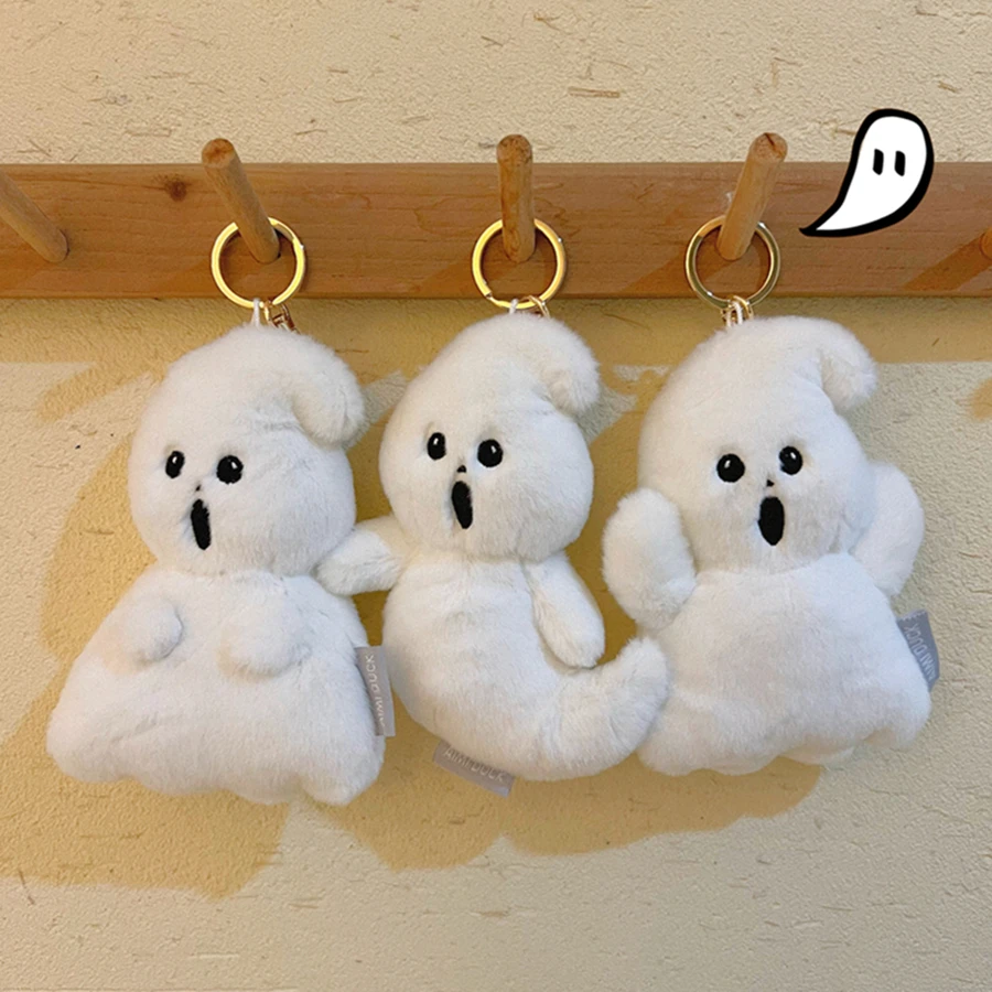 Ghost Plush Toy Pendant Specter Cartoon Keychain Key Ring Anime Spirit Plushie Stuffed Action Figure Doll Key Chain Toys Gift