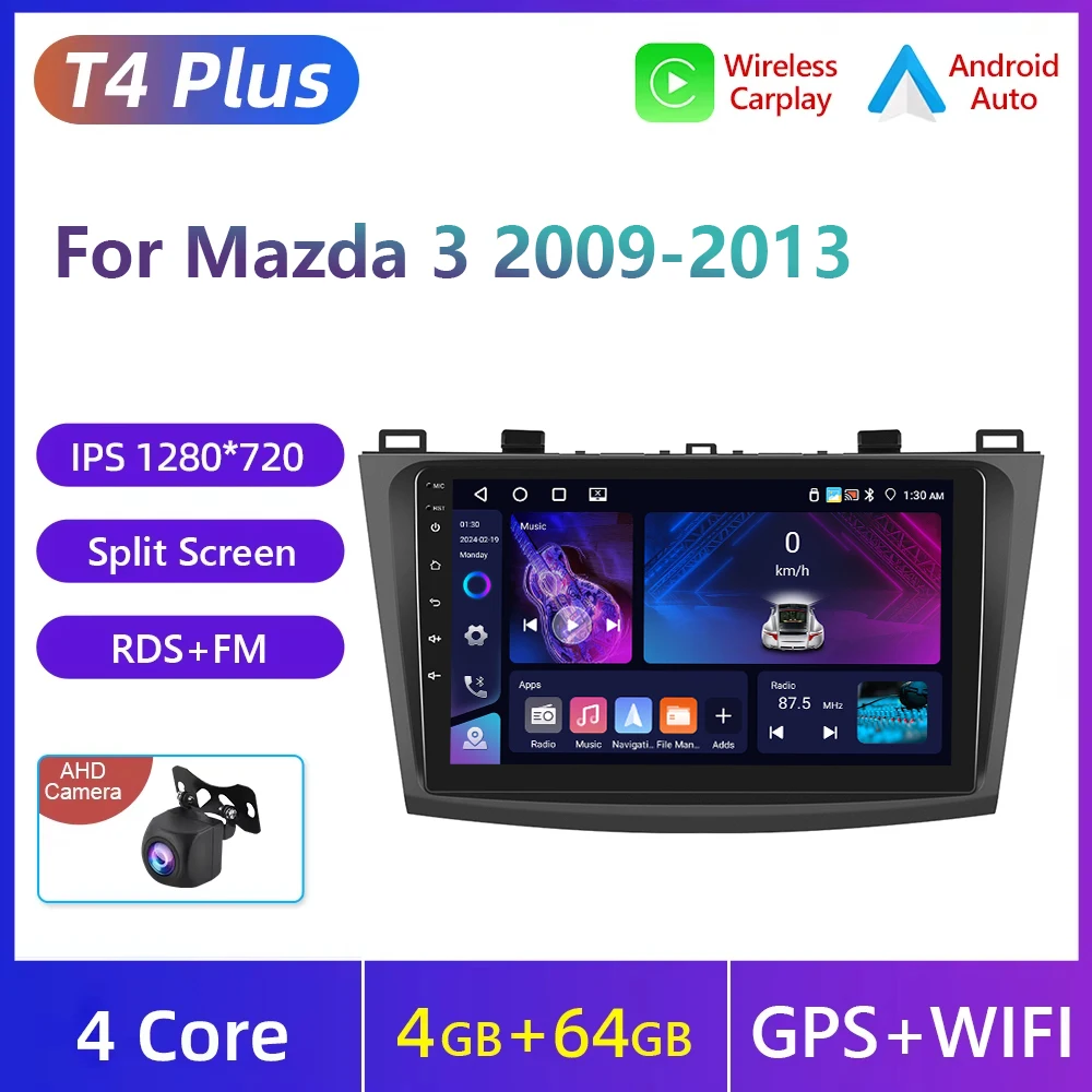 Podofo 9 inch draadloze Carplay Android Auto autoradio voor Mazda 3 2009-2013 auto intelligente systemen 2din multimediaspeler