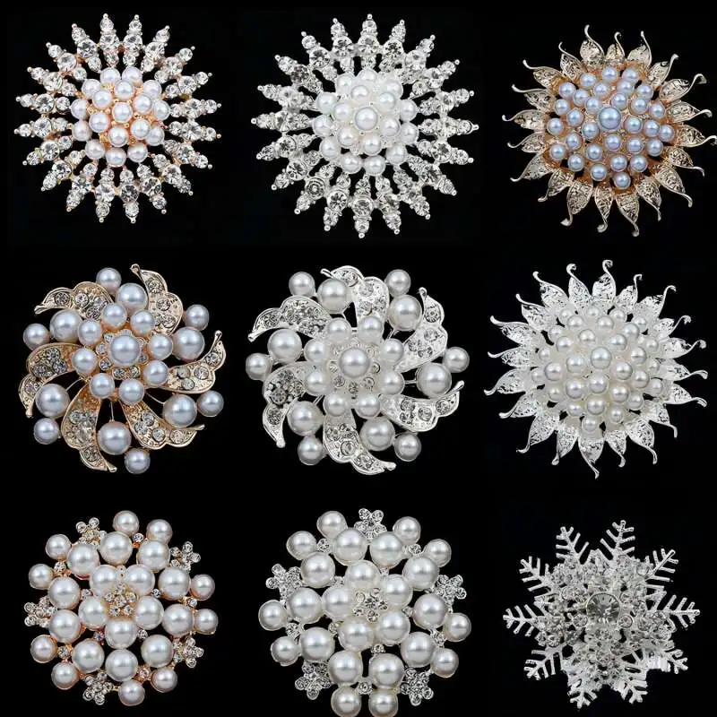 Fashion Rhinestone Imitation Pearl Brooch For Women Vintage Crystals High Quality Broochs Pins Jewelry Clothing Accessories