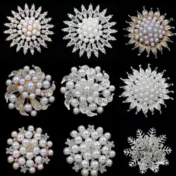 Fashion Rhinestone Imitation Pearl Brooch For Women Vintage Crystals High Quality Broochs Pins Jewelry Clothing Accessories