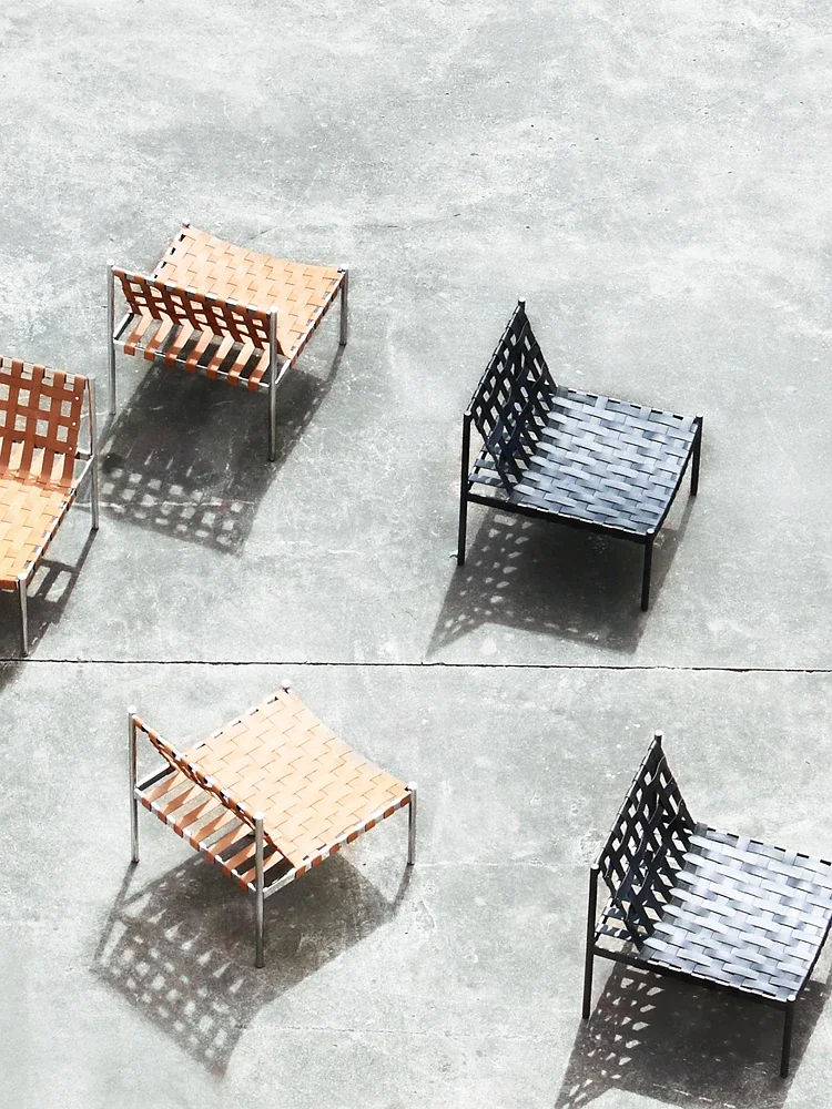 Kennedy leisure chair/leather woven stainless steel Bauhaus single person image 2