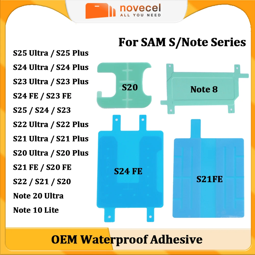 

Novecel 10 шт. клейкая лента для задней батареи для Samsung Galaxy S25 S24 FE S23 Ultra S22 S21 Plus Note 20, наклейка на заднюю крышку батарейного отсека