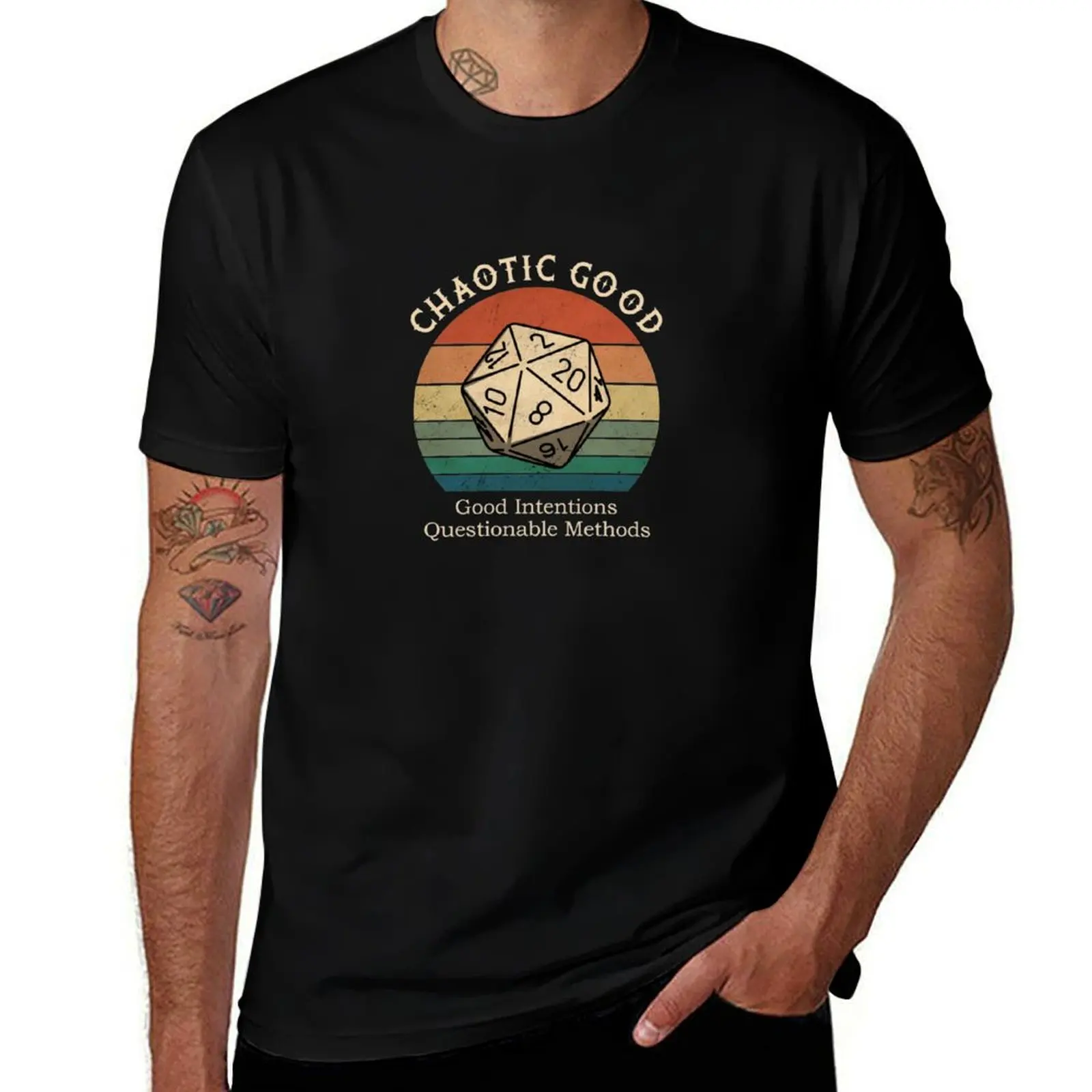 Chaotic Good Good Intentions Questionable Methods Vintage T-Shirt Holiday Party Tee Shirt T-Shirt