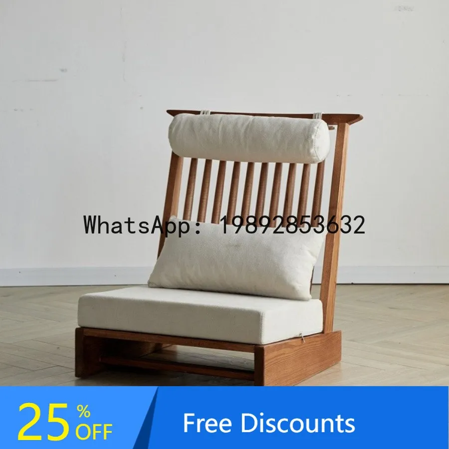 YFY Japanese Style Mid-Aisle George Solid Wood Sofa Chair for Home Living Room, Quiet B&B Bedroom Tatami Backrest