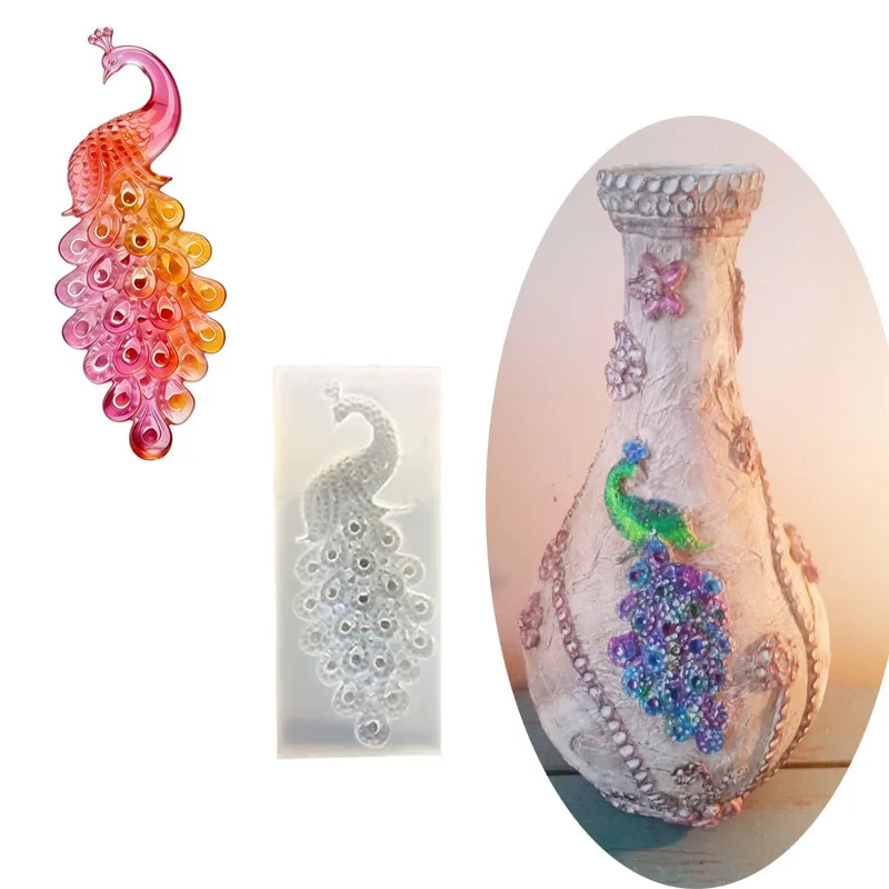 Peacock Body With Feather Silicone Mold For Fondant Epoxy Resin Jewelry Casting Cake Decorating Cupcake Topper Sugarcraft Tools