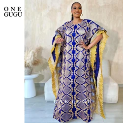 New Royal Blue Nigerian Dashiki Boubou Dress African Traditional Bazin Riche Boubou With Brocade And Stones Women Wedding Robe