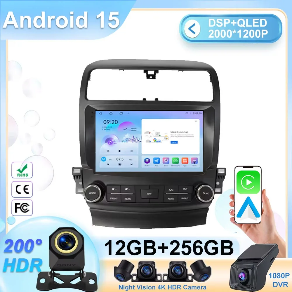 Android 15 Carplay System For Honda accord acura TsX 2004 - 2008 Car Intelligent Android Auto Multimedia Player Bluetooth CAM