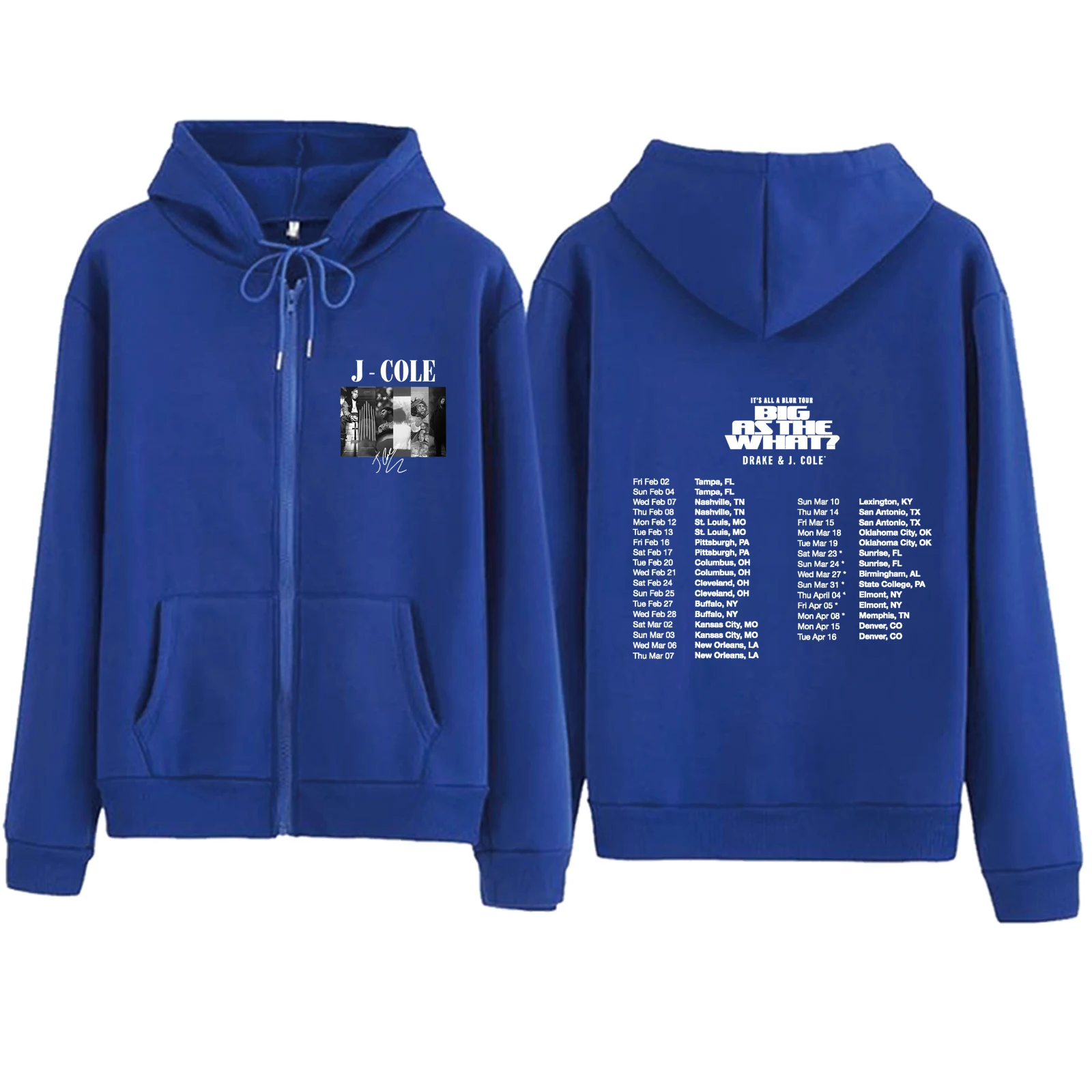 J Cole Tour-Sudadera con capucha y cremallera Harajuku, suéter informal con cuello en V, ropa de calle con estampado Regular, regalo para fanáticos de la música, 2024