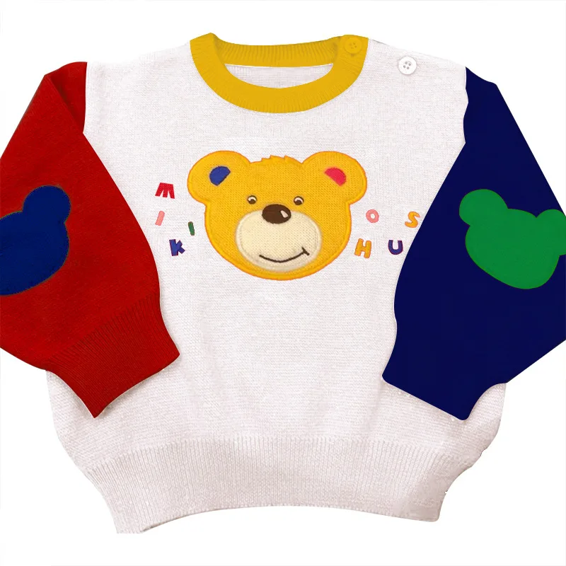 Japanese Children's Sweater Autumn and Winter New Knitwears Boys and Girls Pullover Cartoon  Bear Letter Logo  Baby Boy Sweaters