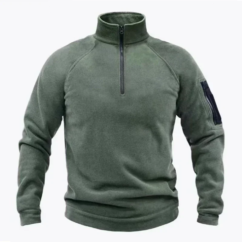 Autumn Winter Men Polar Fleece Tactical Military Jacket Multi Cargo Pockets Outdoor Hiking Camping Trekking Climbing Casual Coat