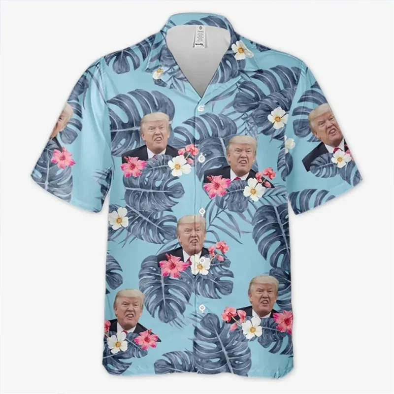 Funny Diy Custom Avatar Trump Tropics 3d Printed Hawaiian Shirts Summer Loose Permeability Beach Shirts Tops Unisex Diy Clothes