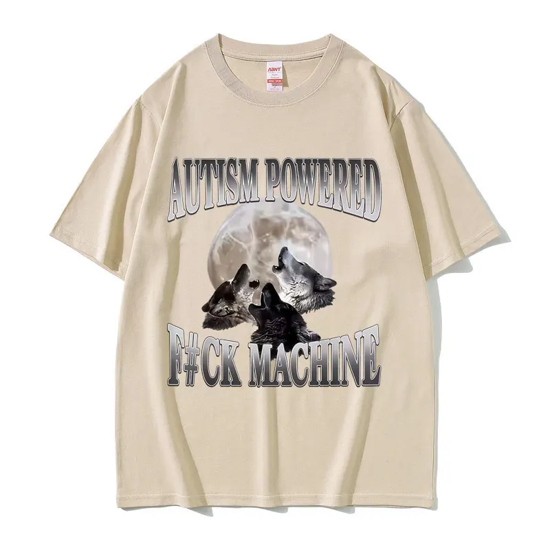 التوحد بالطاقة التوحد الذئب مضحك ميمي تي شيرت الرجال النساء عادية القطن Vintage قصيرة الأكمام تي شيرت المتضخم التي شيرت الشارع الشهير #6