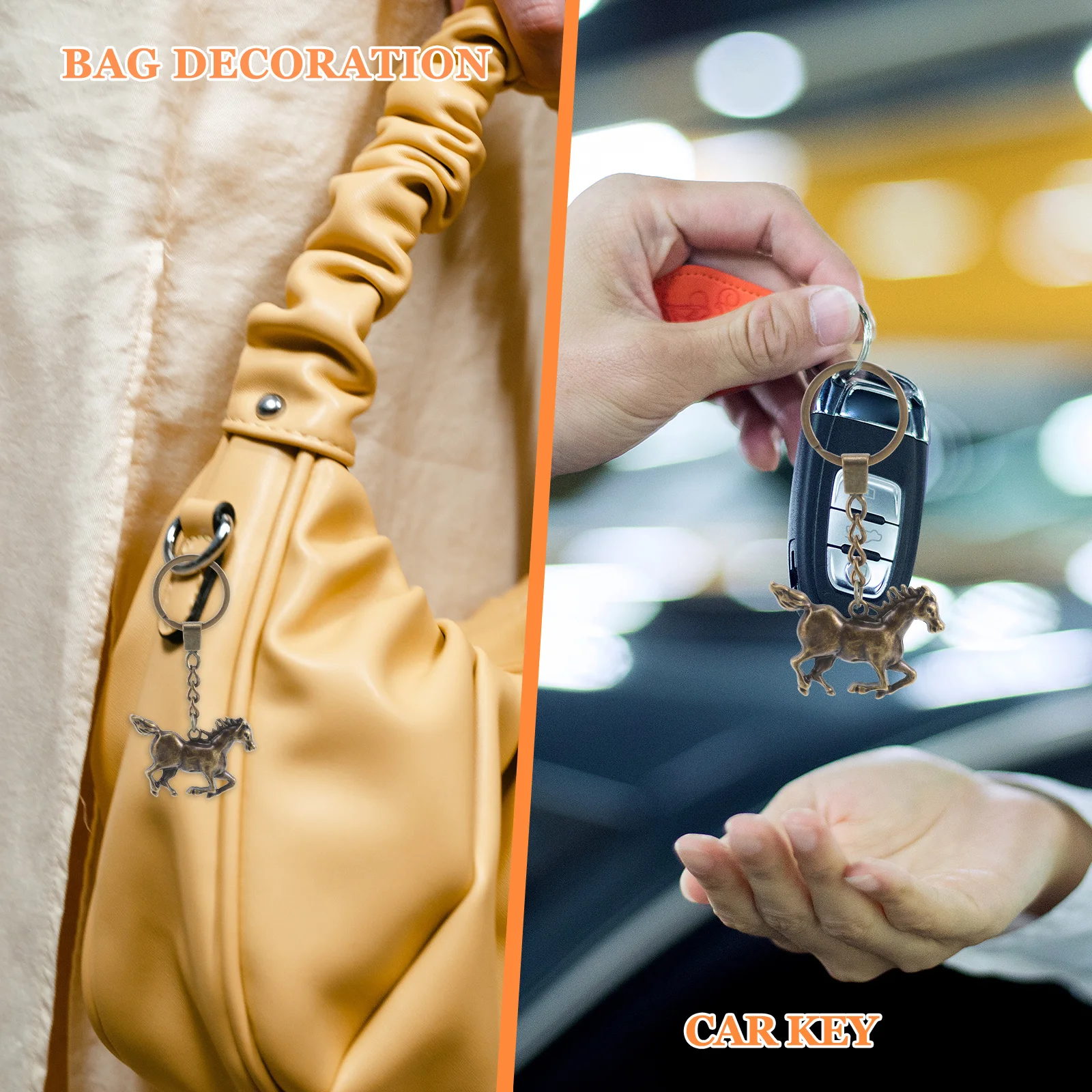 

Horse Keychain Zinc Alloy Equestrian Pendant Outdoor Sports Club Metal Keyring Strong Keyring for Backpacks Bags