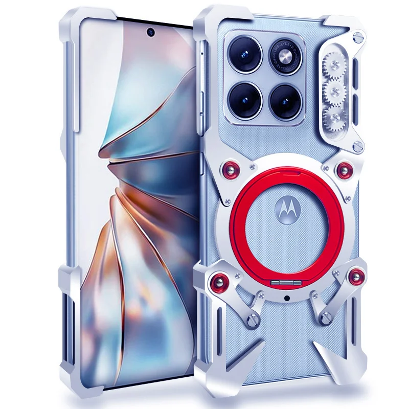 

Hollow Metal Case For Motorola Edge 70 Fusion Cover Edge 70 60s 60 Pro Aluminum Bumper Built-in 360° Bracket With Protector