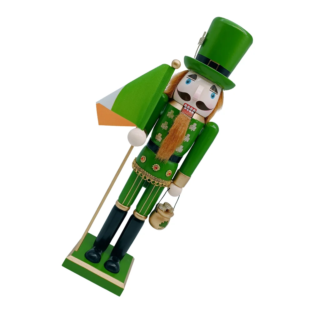 

3Broken Crop Nutcracker Retro St Patrick's Day Ornaments Hanging Decoration Shamrocks Wooden Lucky Irish Party