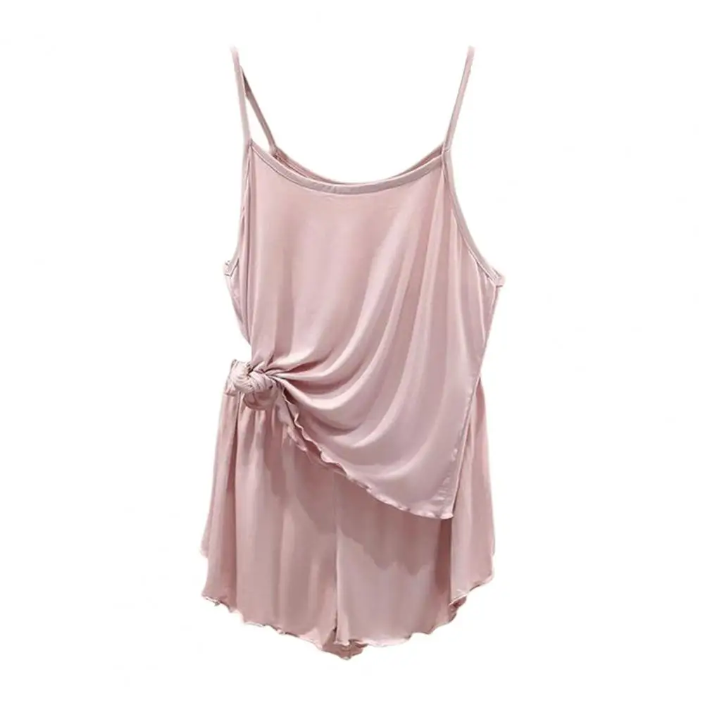 Two-piece Loungewear Women Pajamas Set Women’s Summer Pajama Set Spaghetti Strap Cami Top with Shorts Solid Color Sleepwear
