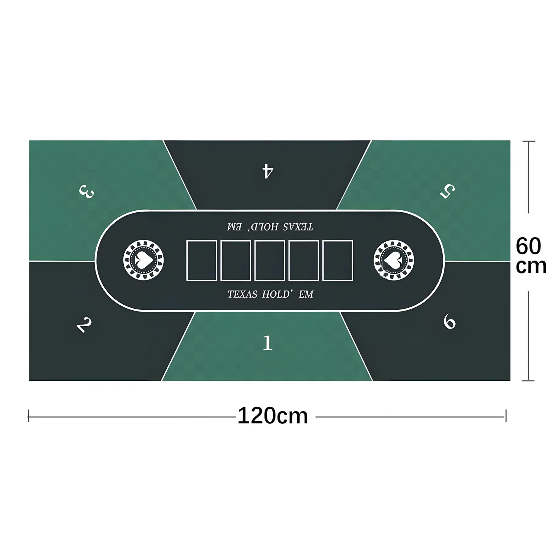 حصيرة طاولة البوكر من Texas Hold 'em مصممة خصيصًا مقاس 120 × 60 سم، ملحقات مفرش طاولة مطاطي