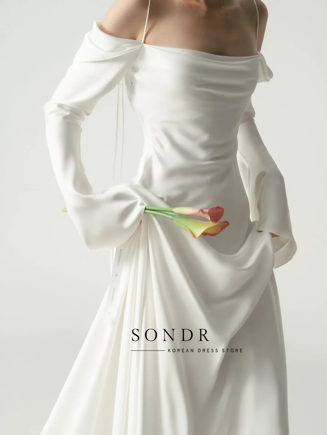 Sondr Customized Elegant Korean Wedding Dresses Spaghetti Strap Bridal Gown Korea Photo Shoot Dresses Off the Shoulder Gown