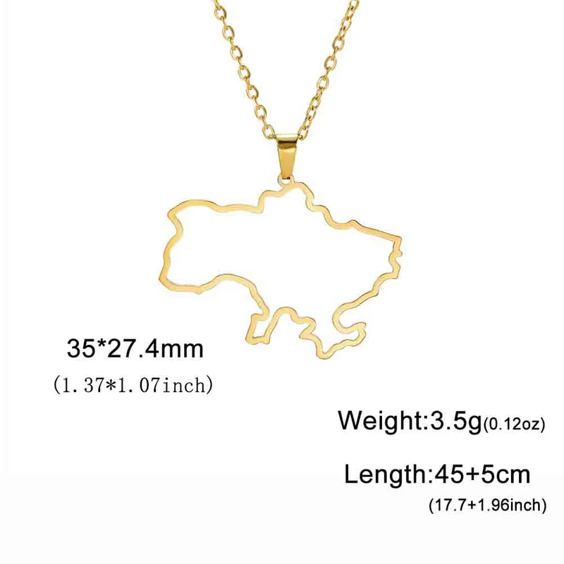Mode Umriss Ukraine Karte Halskette Kette Halsband Hals Edelstahl Schmuck Ästhetische Halsketten Geschenke accesorios para mujer – Detail 28