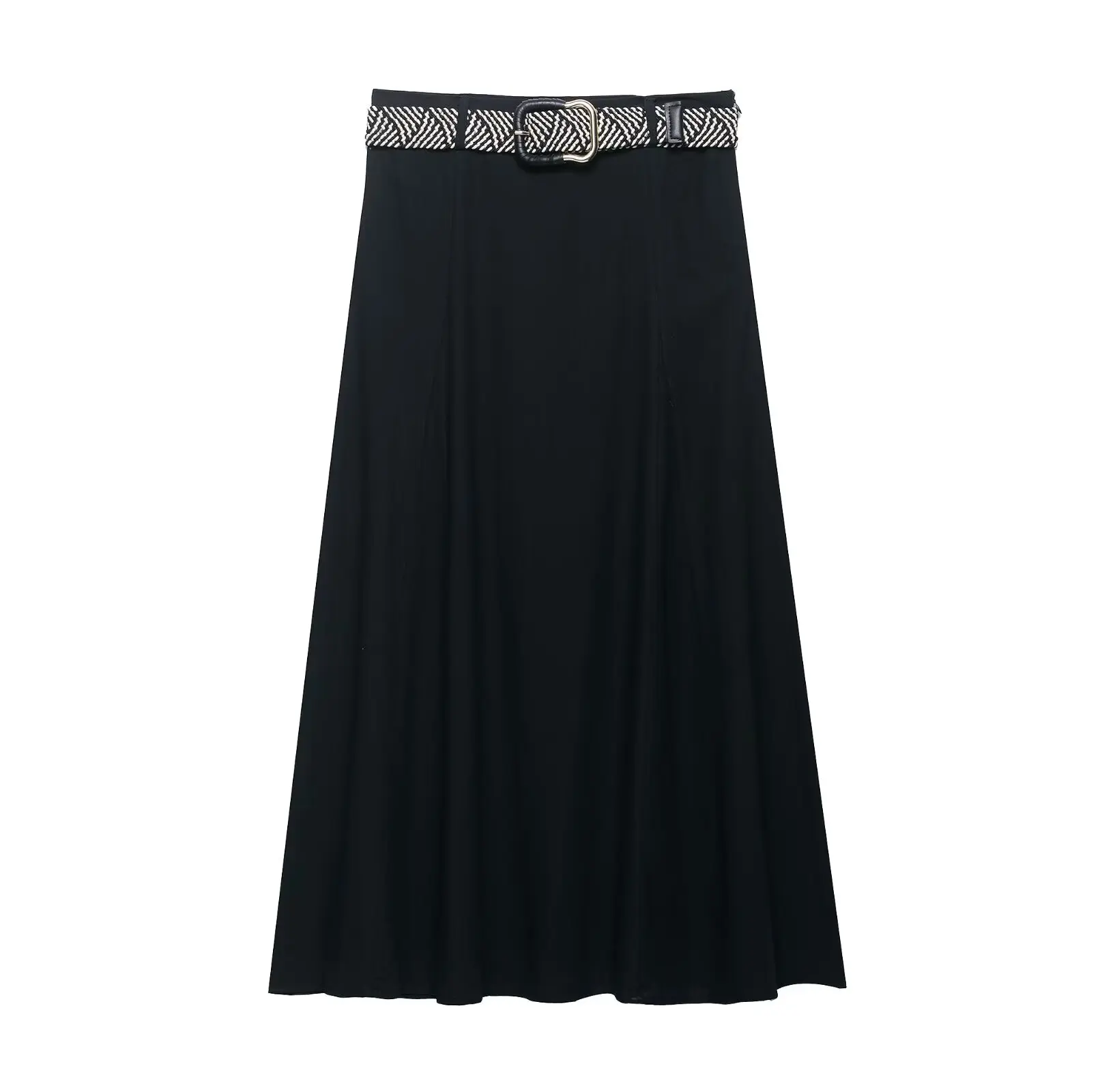 

European and American style 2025 new style with belt temperament versatile linen blended skirt