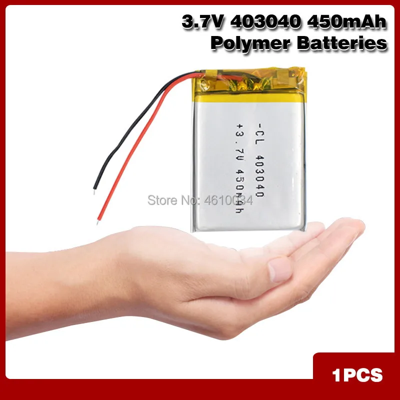 Polymer Battery 450mah 3.7V 403040 Li-Po Rechargeable Battery MP3 Speakers for DVD GPS MP4 Smart Watch Cell Phone