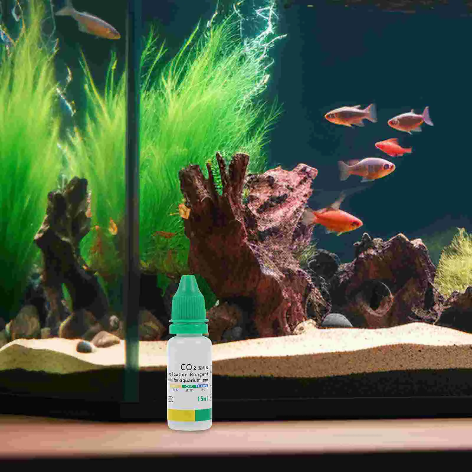 CO2 Detection Solution Aquarium Water Test Indicator Solutions Tool Testing Kit Fish Tank Tester