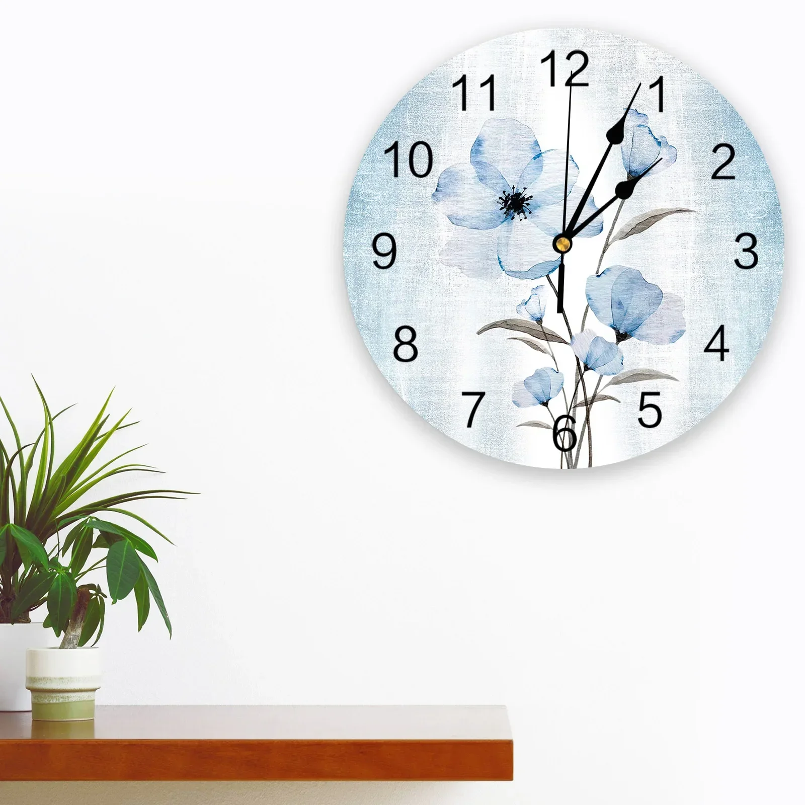 Flower Gradual Retro Wall Clock Silent Digital Clocks for Home Bedroom Kitchen Living Room Decoration