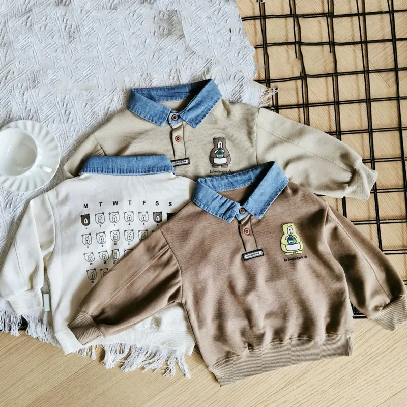 Children Sweatshirts Autumn Winter Polo Shirts for Kids Long Sleeve Boys Girls Pullover Toddler Outerwear Baby Tees Clothing