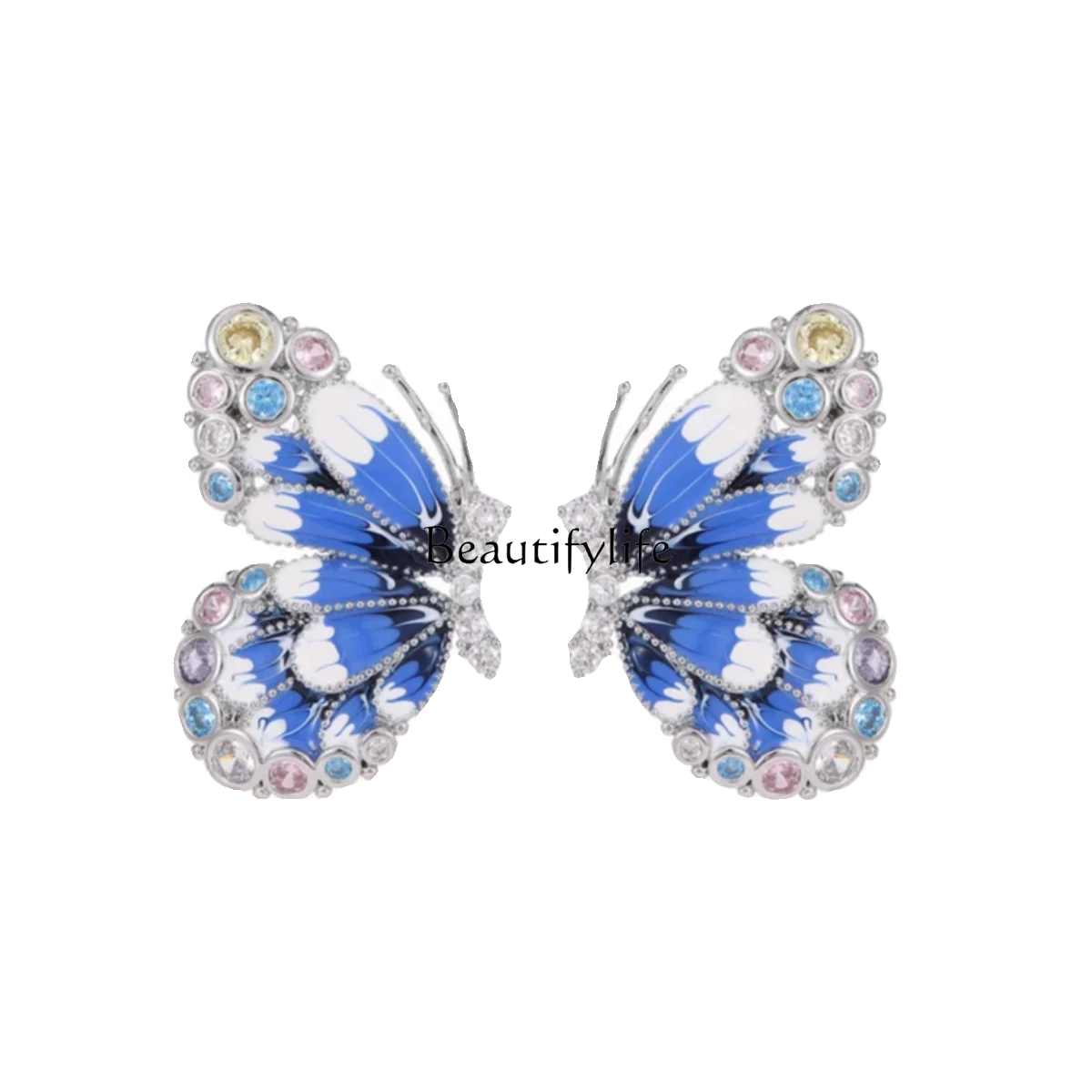 

Light Luxury High-Grade Colorful Oil Necklace Butterfly Earrings Female Elegant Graceful Personality