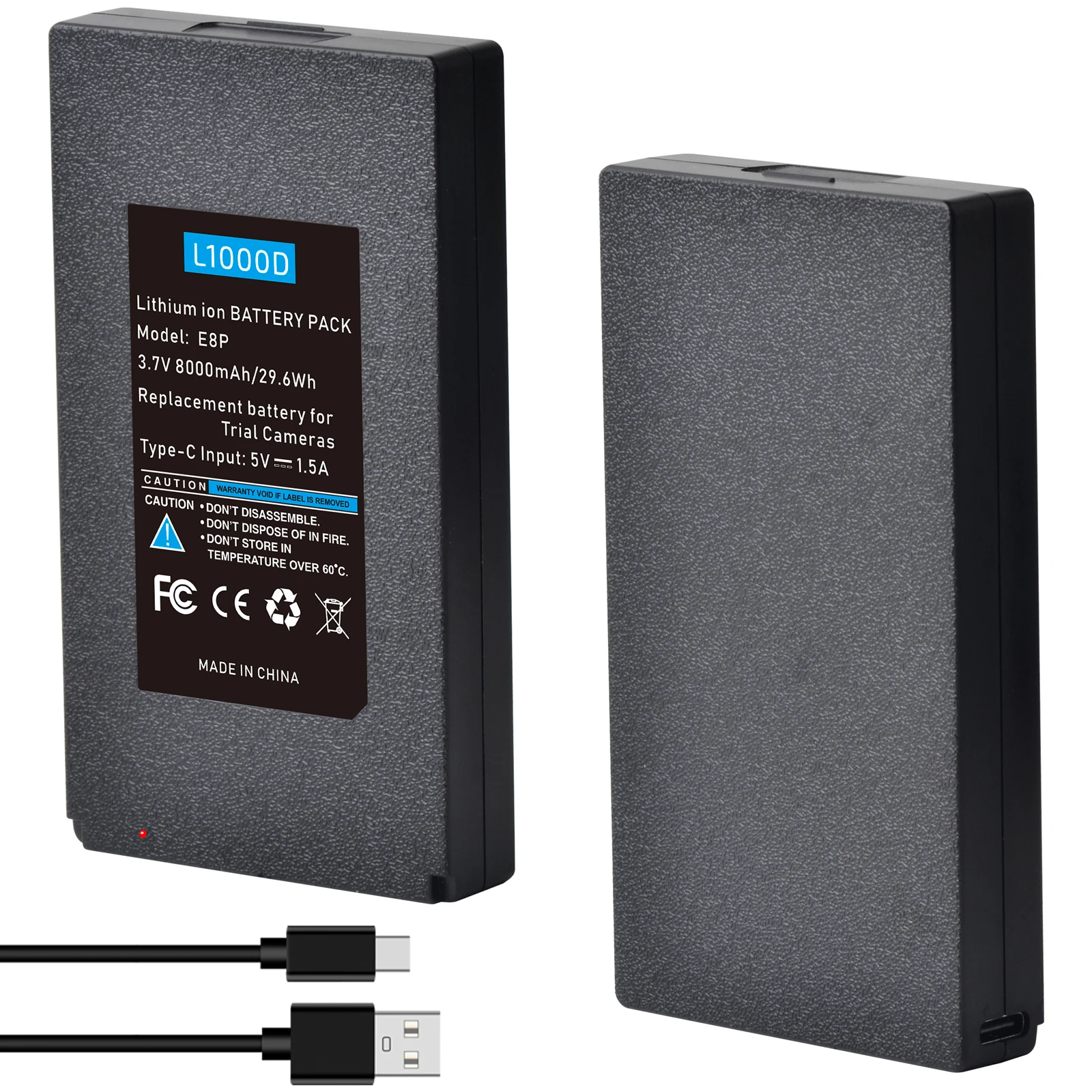 8000mAh Battery Compatible with GardePro Trail Camera E8P, E8PMB, E8PWF, E6P, E6PCF, E6PMB, X60P, X60PMB, L1000D, LN800