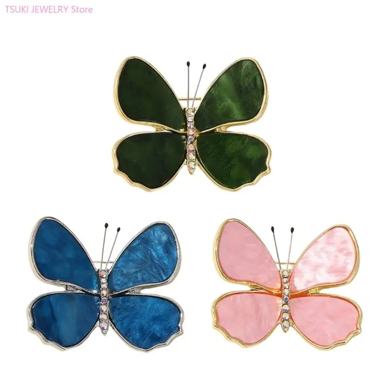 

62KE Fashionable Butterfly Jewelry Brooch Shimmering Crystals Sturdy Alloy Stylish Accessory