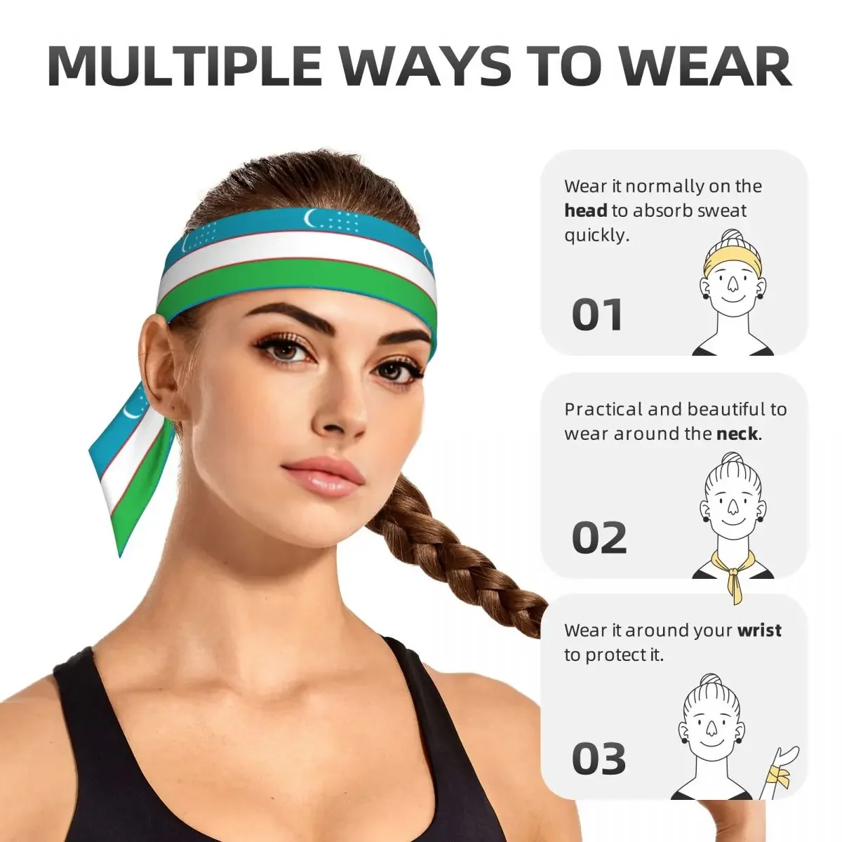 Esportes suor Wicking Bandana, Gravata Headbands, Sports Head Band, Sweatband Atlético, Bandeira Uzumaki