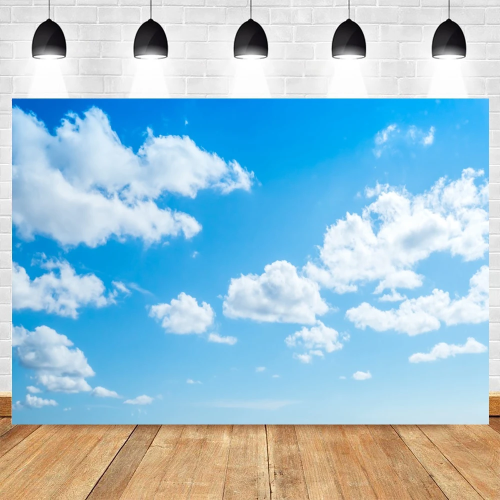 Blue Sky White Cloud Scenery Backdrop Natural Landscape Baby Shower Birthday Party Decor Background for Photography Photo Studio